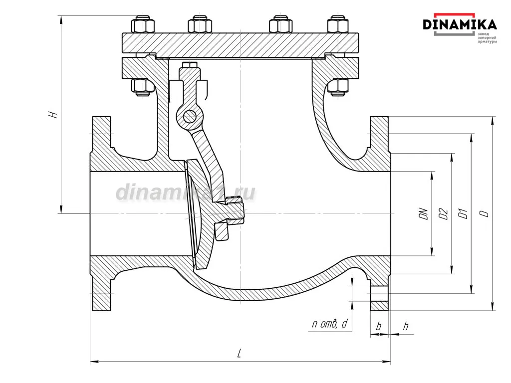 Обратный клапан 19нж53нж Ду150 фланцевыйОбратный клапан 19нж53нж Ду150 фланцевый